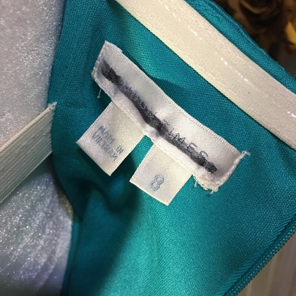 LONDON TIMES Blue Ruffle Strapless Cocktail Dress - Picture 6 of 8